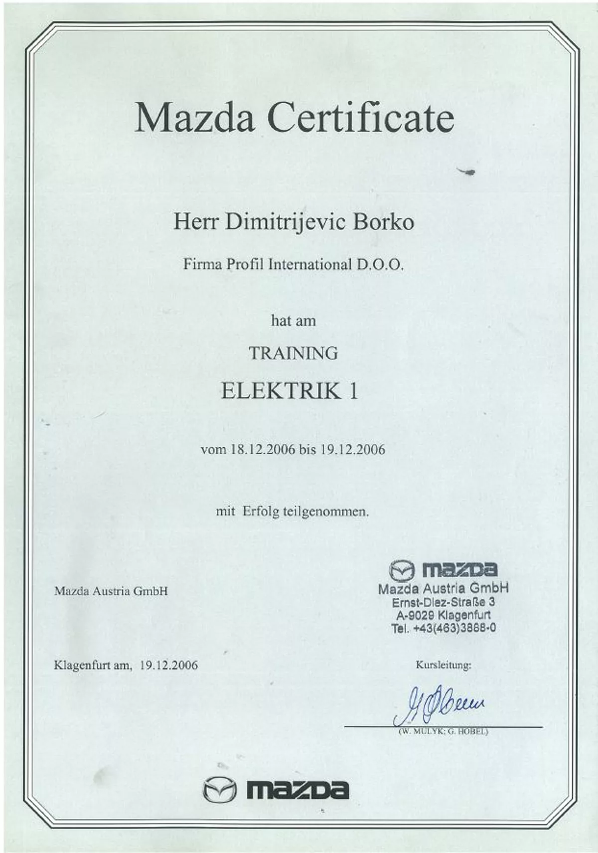 ECAP sertifikat — Borko Dimitrijević