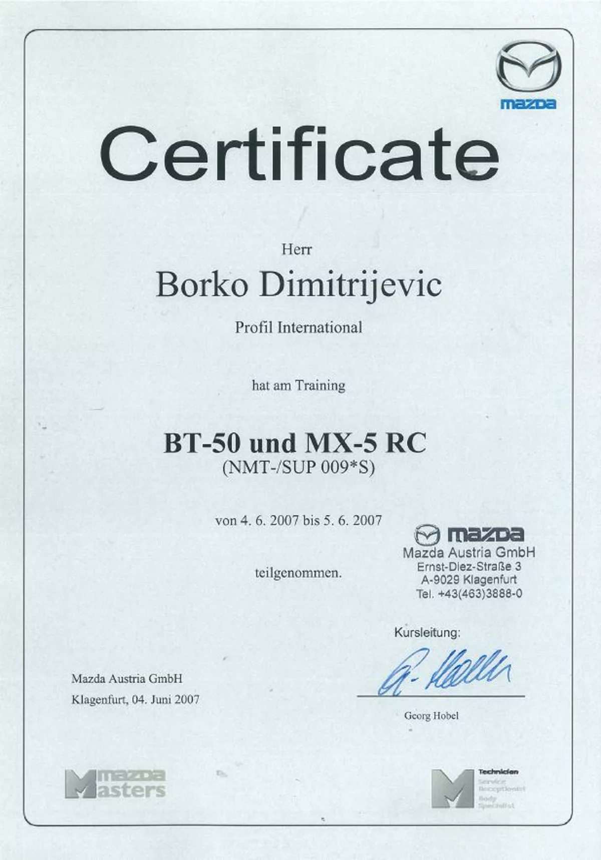 ECAP sertifikat — Borko Dimitrijević