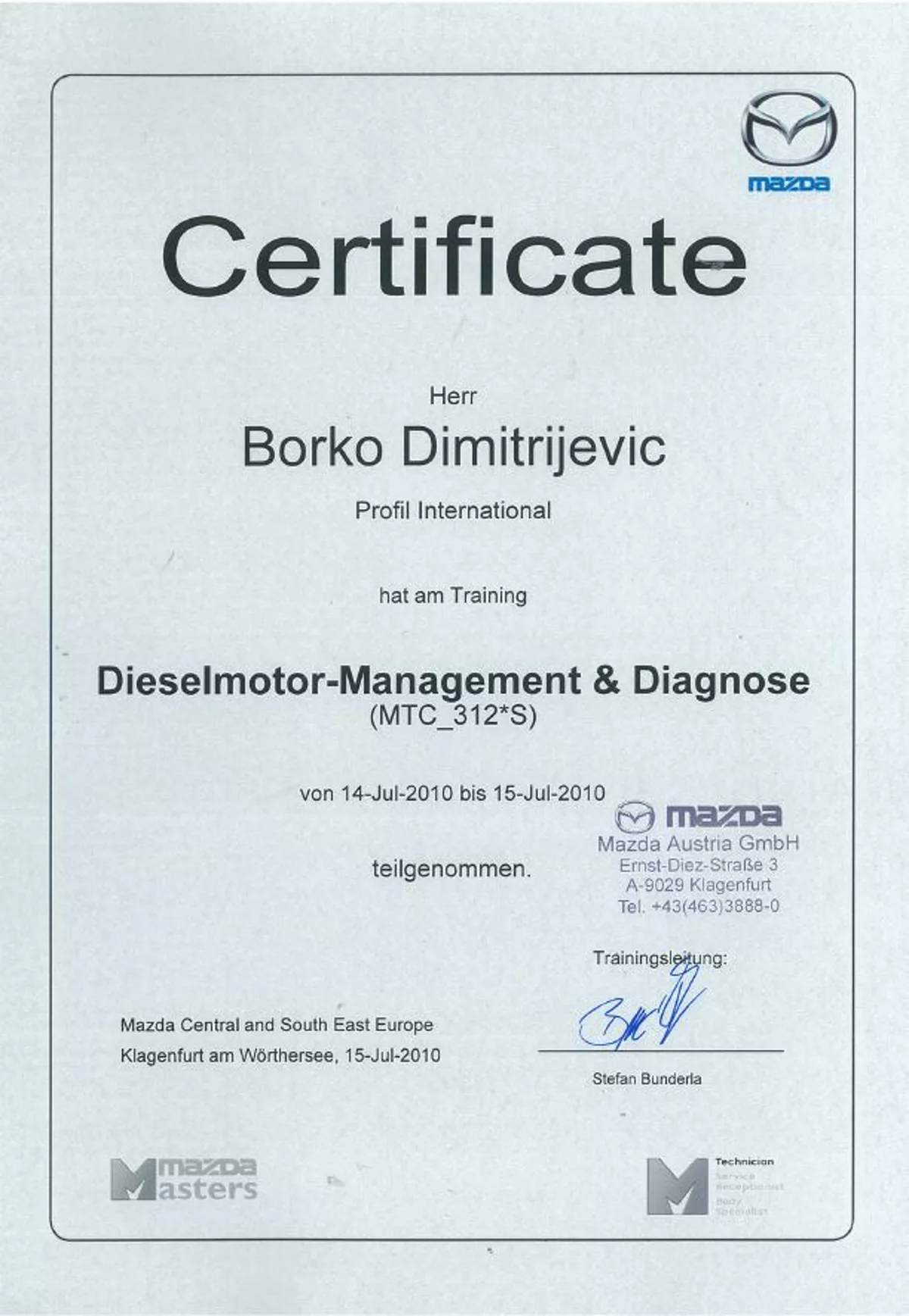 ECAP sertifikat — Borko Dimitrijević